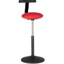Taburete alto ROVO SOLO con monopad, altura del asiento 630 – 855 mm, negro/rojo
