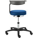 Taburete giratorio TEC basic IS 1999, regulable en altura, con reposabrazos, ergonom. asiento acolchado, azul real