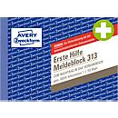 Taco de informe AVERY® Zweckform 'Primeros auxilios DGUV norma 1', perforado, señal de 50 hojas en blanco, DIN A6 apaisado,