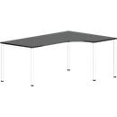 Tafel in vrije vorm NEVADA, B 1800 x D 1200/800 x H 740 mm, rond, donkergrijs/wit 