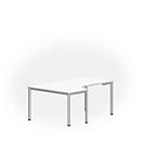 Tafel in vrije vorm NEVADA, B 1800 x D 1200/800 x H 740 mm, rond, wit/aluminum zilver 