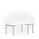 Tafel in vrije vorm NEVADA, B 1800 x D 1200/800 x H 740 mm, rond, wit/aluminum zilver 