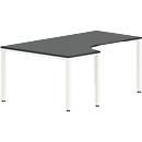 Tafel in vrije vorm NEVADA, B 1800 x D 1200/800 x H 740 mm, vierkant, donkergrijs/wit 