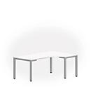 Tafel in vrije vorm NEVADA, B 1800 x D 1200/800 x H 740 mm, vierkant, wit/aluminium zilver 