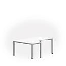 Tafel in vrije vorm NEVADA, B 1800 x D 1200/800 x H 740 mm, vierkant, wit/aluminum zilver 