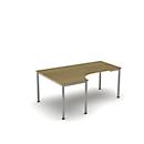 Tafel NEVADA, B 1800 x D 1200/800 x H 740 mm, rond, eiken decor/zilver