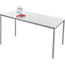 Tafel van stalen buizen - rechthoekig - B 1600 x D 800 x H 720 mm - vierkante buispoot blank alu - tafelblad lichtgrijs - ons merk Schäfer Shop Pure 