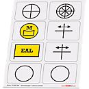 Taktische Zeichen Taktifol Einrichtungen-Leitung, rechteckig, selbsthaftend, beschriftbar, trocken abwischbar, L 46 x B 32 mm, mehrfarbig, 8 Zeichen