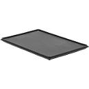 Tapa para caja EURO, L 600 x A 400 mm, con gancho, plástico reciclado, gris hierro
