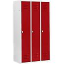 Taquilla Schäfer Shop Select, con 3 compartimentos, cerradura de pestillo giratorio, puerta roja