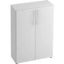 TARA cupboard, 3 filing heights, W 800 x D 330 x H 1144 mm, hinged doors, 2 shelves, stackable, light grey
