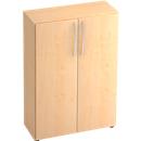 TARA cupboard, 3 filing heights, W 800 x D 330 x H 1144 mm, hinged doors, 2 shelves, stackable, maple finish