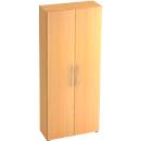 TARA cupboard, 5 filing heights, hinged doors, 1 fixed middle shelf, 3 shelves, W 800 x D 330 x H 1880 mm, beech finish