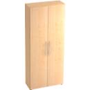 TARA cupboard, 5 filing heights, hinged doors, 1 fixed middle shelf, 3 shelves, W 800 x D 330 x H 1880 mm, maple finish