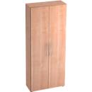 TARA cupboard, 5 filing heights, hinged doors, 1 fixed middle shelf, 3 shelves, W 800 x D 330 x H 1880 mm, walnut finish