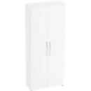 TARA cupboard, 5 filing heights, hinged doors, 1 fixed middle shelf, 3 shelves, W 800 x D 330 x H 1880 mm, white