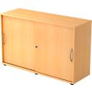 TARA sliding-door cupboard, 2 filing heights, W 1200 x D 400 x H 748 mm, lockable, stackable, beech finish