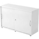 TARA sliding-door cupboard, 2 filing heights, W 1200 x D 400 x H 748 mm, lockable, stackable, light grey