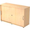 TARA sliding-door cupboard, 2 filing heights, W 1200 x D 400 x H 748 mm, lockable, stackable, maple finish