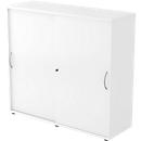 TARA sliding-door cupboard, 3 filing heights, W 1200 x D 400 x H 1180 mm, lockable, stackable, white
