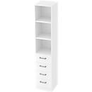 TARVIS Bookcase TARVIS, 5 file heights, 2 shelves, 4 drawers, W 405 x D 420 x H 2004 mm, white