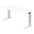 TARVIS Desk, C-leg, square, W 1600 mm, white frame, height adjustable, white