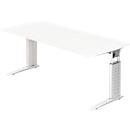 TARVIS Desk, C-leg, square, W 1800 mm, white frame, height adjustable, white