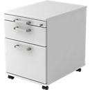 TARVIS file cabinet on castors, 1 pull-out utensil tray, lockable, 1 drawer, 1 pull-out hanging file drawer, W 428 x D 580 x H 590 mm, light grey