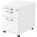 TARVIS file cabinet on castors, 1 pull-out utensil tray, lockable, 1 drawer, 1 pull-out hanging file drawer, W 428 x D 580 x H 590 mm, white
