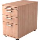 TARVIS fixed file cabinet, 1 pull-out utensil tray, lockable, 2 drawers, 1 pull-out hanging file drawer, W 428 x D 800 x H 720 mm, walnut finish
