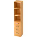 TARVIS shelving unit, 5 filing heights, 2 shelves, 4 drawers, W 405 x D 420 x H 2004 mm, beech finish