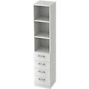 TARVIS shelving unit, 5 filing heights, 2 shelves, 4 drawers, W 405 x D 420 x H 2004 mm, light gray