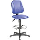 Task Swivel Chair 9651, synthetic leather, glides, footrest ring, blue