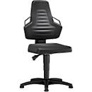 Task swivel chair, glides, black PU foam, grey handles