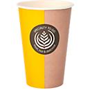Tasse à café à emporter, pour 0,3 l, Ø 80 x H 116 mm, carton imprimé, beige-noir, 50 pièces
