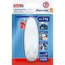 tesa® Extra grote zelfklevende haken, zelfklevend, 3 kg houdkracht, herbruikbaar, wit, ovaal
