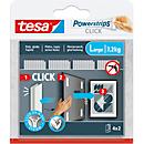 tesa® Powerstrips CLICK LARGE, 7,2 kg, 4 x 2 stroken, zelfklevend, voor vlakke wanddecoratie