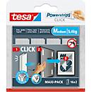 tesa® Powerstrips CLICK MEDIUM, 5.4 kg, 16 x 2 stroken multipack, zelfklevend, voor wandmontage