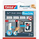 tesa® Powerstrips CLICK MEDIUM, 5.4 kg, 16 x 2 stroken multipack, zelfklevend, voor wandmontage