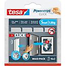 tesa® Powerstrips CLICK SMALL, 1,8 kg, 16 x 2 stroken, zelfklevend, voor lichtgewicht muurdecoratie