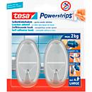 tesa Powerstrips Haken Large, oval oder eckig, hält Gegenstände bis 2 kg, 2er- Set
