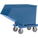 Tipper container 4703, 600 l, blue RAL 5007, with drainage tap and sieve
