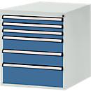 Tiroirs inférieurs Manuflex, pour établi Profi de profondeur 700 mm, gris clair/bleu brillant