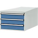 Tiroirs inférieurs Manuflex, pour P 800 mm, gris clair/bleu brillant