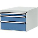 Tiroirs inférieurs Manuflex, pour P 800 mm, gris clair/bleu brillant