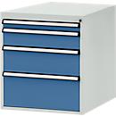Tiroirs inférieurs Manuflex, pour P 800 mm, gris clair/bleu brillant
