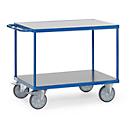Tischwagen fetra®, 2 Etagen, Lenk- & Bockrollen, bis 600 kg, Ladeflächen aus Hart-PVC mit L 1000 x B 700 mm