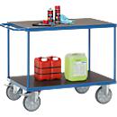 Tischwagen fetra®, 2 Etagen, Lenk- & Bockrollen, bis 600 kg, Ladeflächen Sperrholz mit L 1000 x B 600 mm