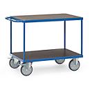 Tischwagen fetra®, 2 Etagen, Lenk- & Bockrollen, bis 600 kg, Ladeflächen Sperrholz mit L 1000 x B 700 mm