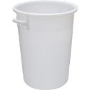 Tonneau, avec poignées, 100 l, Ø 520 x H 670 mm, convient pour aliments, résistant à la température, empilable, HDPE recyclable, blanc